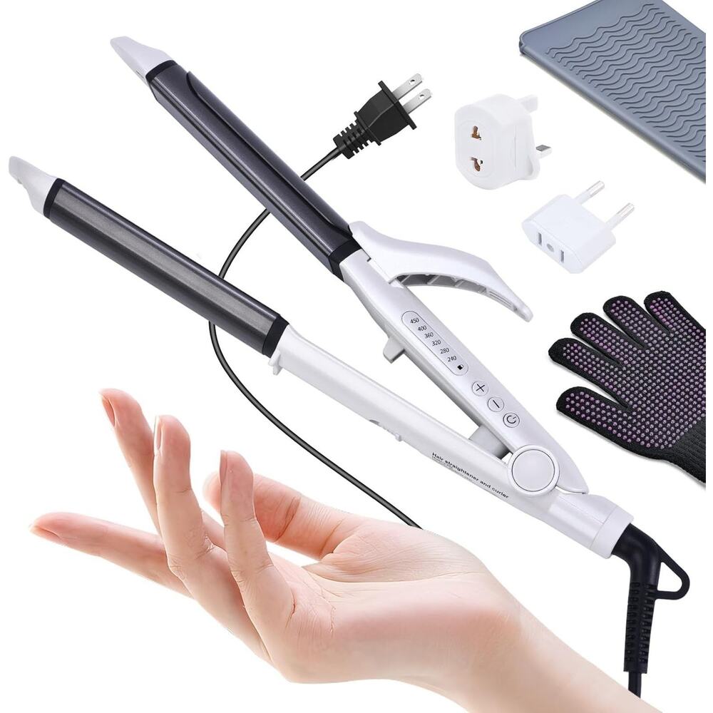 VGR Dual Voltage(100~250V) Travel Curling Iron Straightener w/ Europe Plugs